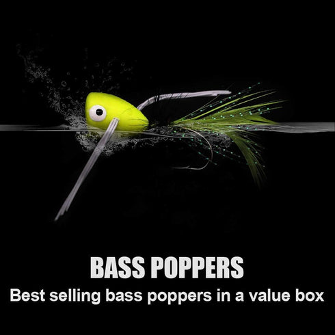 XFISHMAN Popper-Flies for Fly Fishing, Topwater Bass Panfish Bluegill Poppers Flies Bugs Lures