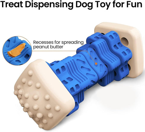 Tough Durable Dog Chew Toys for Aggressive Chewers, Interactive Dog Puzzle Toys with Beef Flavor, Safe Rubber