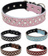 Rhinestones Dog Collar - Adjustable Sparkly Crystal Studded Genuine Leather Collar for Small and Medium Dogs (S, Purple)
