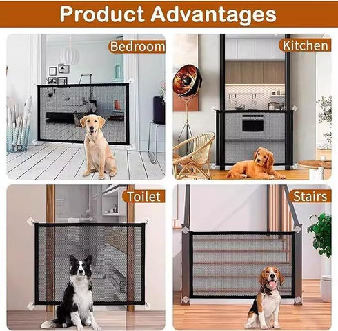 Foldable Mesh Dog Gate, Indoor No Drill Pet Gates, Portable Puppy Guard Isolation Fence for Doorways