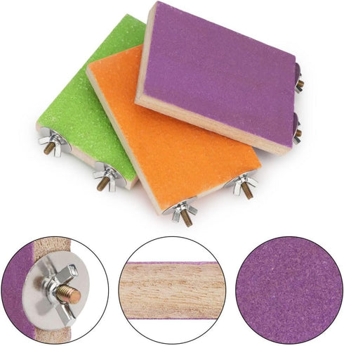 Hypeety Colorful Bird Perch Stand Platform - Natural Wood Paw Grinding Clean Cage Toy for Parrots