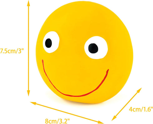 CHIWAVA 4 Pack 3.2'' Latex Squeaky Dog Toy - Smiley Face Balls for Small Dogs