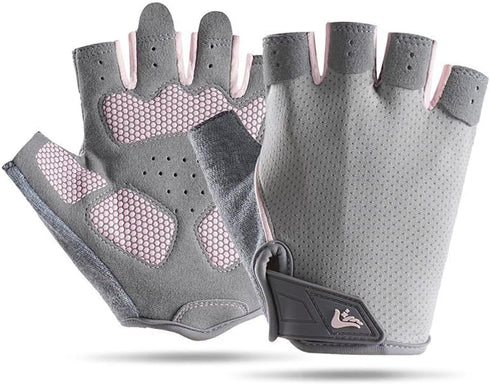HinyBoeh Womens Workout-Fingerless-Gloves with Anti-Slip Palm, Breathable-Grip-Sport-Gloves for Cycling Weightlifting Gym Sports Training