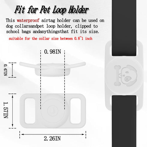 4 Pack Waterproof AirTag Dog Collar Holder, Silicone Hidden Loop for Apple AirTag Tracker (Cyan, White, Black, Pink)