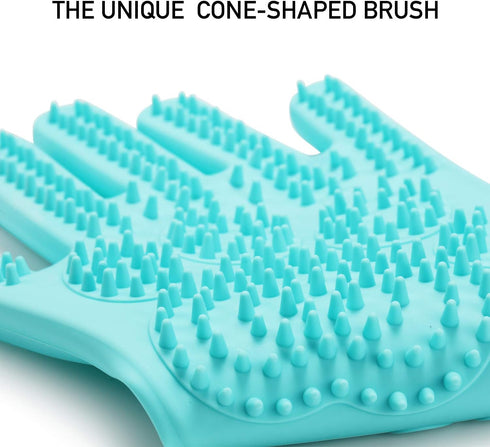 Pet Grooming Magic Gloves - Dog Cat Bathing Shampoo Brush - Silicone Hair Removal Gloves for Bathing and Messaging,