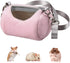 Dwarf Hamster Carrier Bag, Portable Cylinder Warm Outdoor Bag with Adjustable Shoulder Strap (Pink)