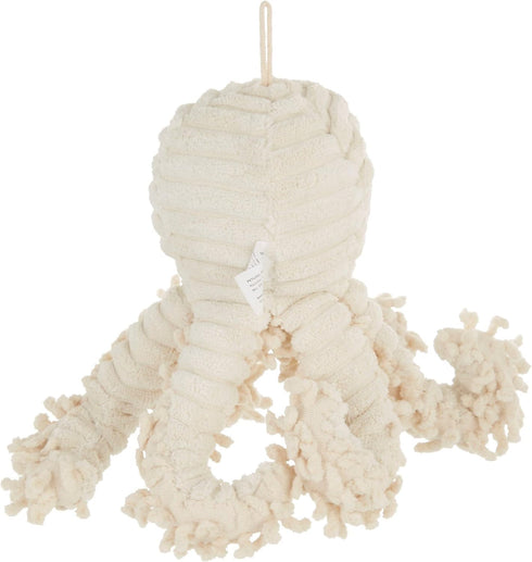 Petlou Durable Natural Nubby Plush Dog Toys with Squeaker and Crinkle Paper, Multi-Size (Natural Octopus)