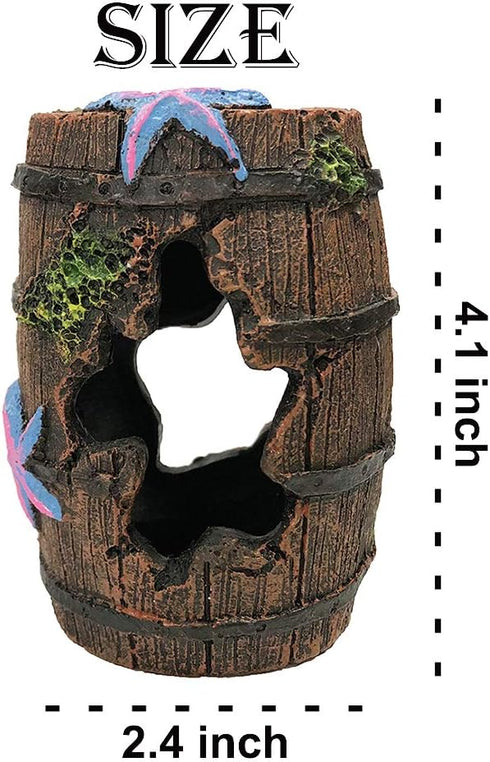 SLOCME Aquarium Broken Barrel Decorations, Betta Cave Hideout Wood Trunk Log for Fish Tank
