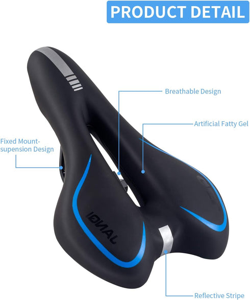 MSDADA Gel Bike Seat for Men & Women, Waterproof Bicycle Saddle Comfortable Soft Cushion