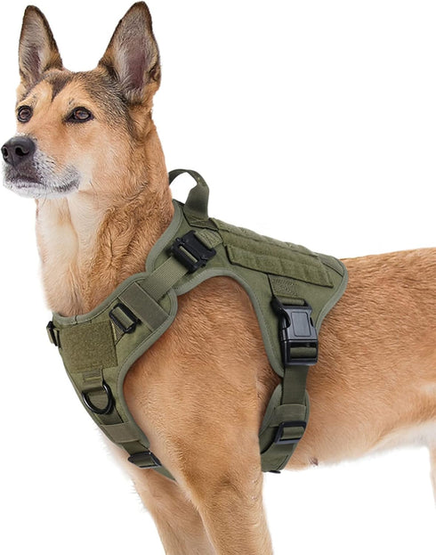 rabbitgoo Tactical Dog Harness for Large Dogs, Heavy Duty No-Pull Vest for Training, Green XL