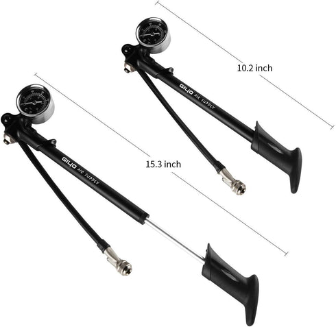 Giyo High Pressure Shock Pump, 300 PSI Max for Fork & Rear Suspension, No Air Loss Lever Lock Nozzle
