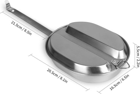 Goetland 304 Stainless Steel US Military Mess Kit Plate Set for Outdoor Camping, Hiking, Picnic, BBQ