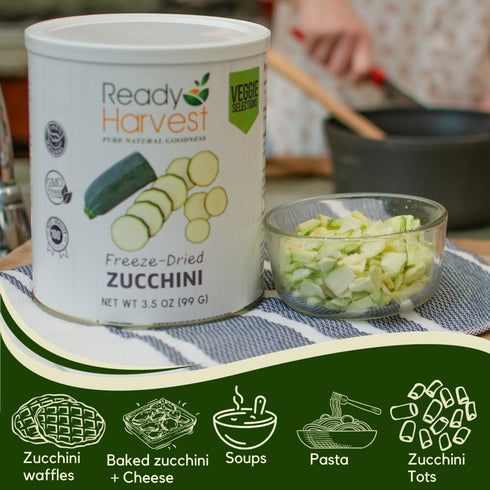 #10 25-Year Ready Harvest Freeze Dried Food - Zucchini | Emergency Vegetables | Canned Alternative | Can | Shelf Life |