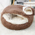 Cat Bed Round Fluffy Hooded Cat Bed Cave, Anti-Anxiety Cave Bed with Hooded Blanket, Cozy Cuddler Luxury Puppy Pet Bed, Anti-Slip Bottom and Machine Washable (Brown, Medium)