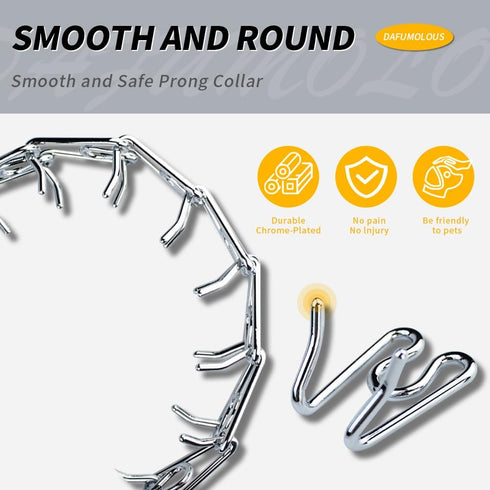 Chrome Plated Prong Dog Collar, No Pull Dog Collar with Spikes for Pinch Training