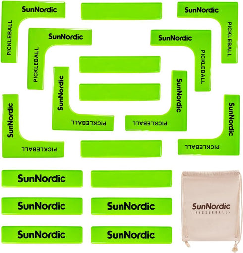 SunNordic Pickleball Court Marker Kit - Official Size Lines Set with Drawstring