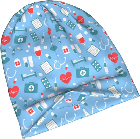 LAIPUTER Nurse Beanie Chemo Hat Cancer Headwear Knitted Hats Baggy Slouchy Scarf Nightcap for Adults Women Men