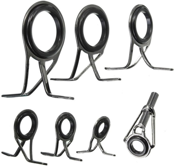 Honbay 7pcs Set Mixed Sizes Fishing Rod Eyes Guides Line Rings Repair Kit