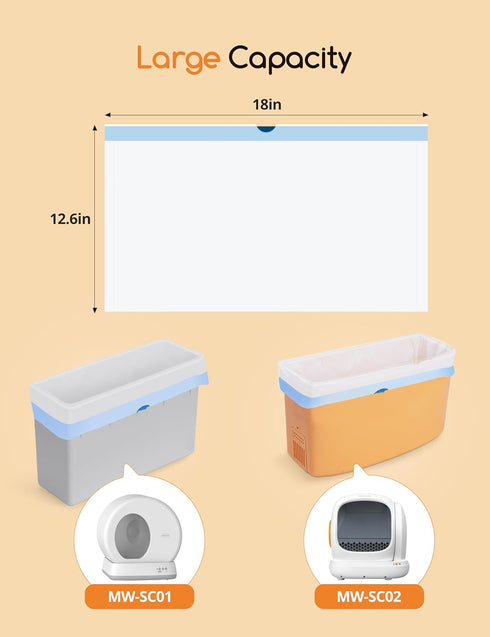 -120PCS MW-SC01/MW-SC02 6 (20 MeoWant Cat Litter Box Liner Heavy Duty Drawstring Trash Bags for MeoWant Automatic