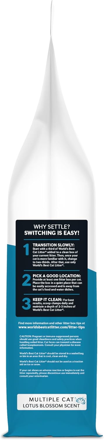 WORLD'S BEST CAT LITTER Multiple Cat Lotus Blossom Scented 15-Pounds - Natural Ingredients, Quick Clumping, Flushable &