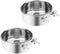 Wontee Stainless Steel Pet Food Water Bowl with Clamp Holder, 2 Packs Feeder for Dog, Bird, Parrot, Cat, Rabbit (L)