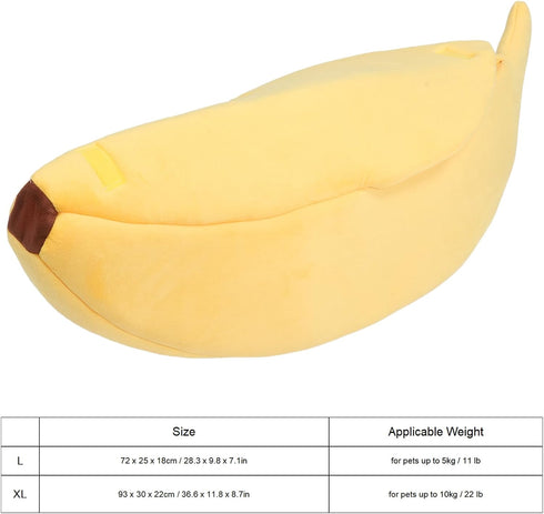 Cozy Zerodis Banana Shaped Cat Bed, Soft Warm Pet House with Semi Closed Design for Cats Dogs Kittens Puppy (XL)