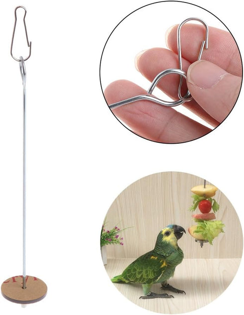 Zaagot Bird Food Holder Parrot Fruit Vegetable Skewer Hanging Feeder Toy Stainless Steel Feeding Tool Keeping Cage