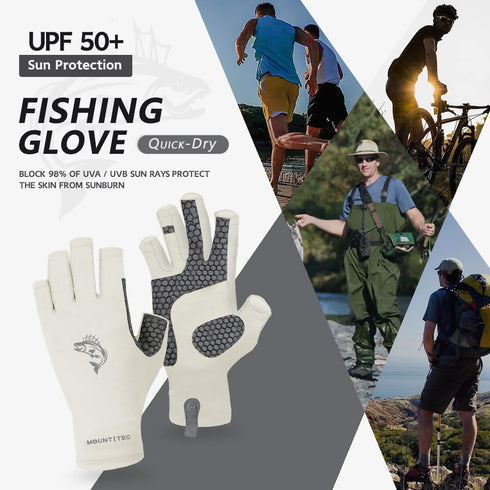 50+ Unisex UV Protective Fingerless Gloves UPF Sun Glove for Outdoor Fishing Cycling Hiking Driving Kayaking