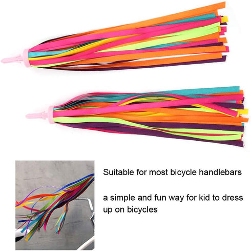 Pssopp 1 Pair Kid's Rainbow Bike Streamers, Children's Bike Accessories with Multi Color Tassels