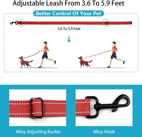 Reflective Dog Collar and Leash Set, Adjustable Nylon for Small Medium Large Dogs (3 Sizes, Red & S)