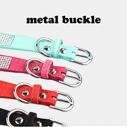 Small Dog Collar for Female Dogs, Pink Bling Bow Rhinestone Sparkly Crystal Jewel Diamond, XXS XS Small Medium