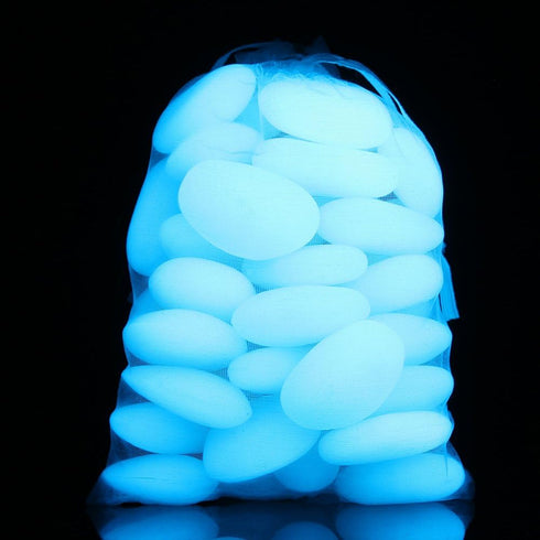 Glow in The Dark Pebbles, Decorative Glow Stones for Fish Tank, Aquarium Gravel, Big Size 3-4cm, 400g/14.1oz (Sky Blue)