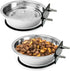 Fhiny 2Pack Dog Crate Water Bowl - Stainless Steel No Spill Bowls for Kennel, Hanging Food & Water Feeder (M)