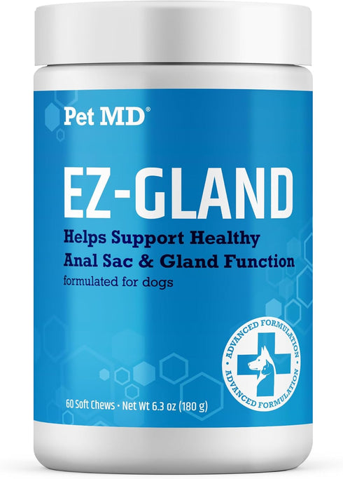 Pet MD EZ Gland - Dog Anal Gland Chews with Pumpkin and Fiber for Digestive Support, 60 ct Soft Chews