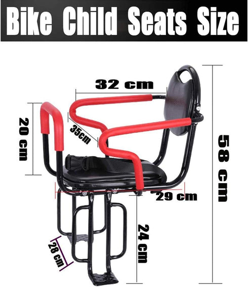 Wing Enterprises 50Kg Child Bicycle Seat Rear Mounted, Metal Bike Seat Back Mount Safety Baby Carrier Seat with Cushion