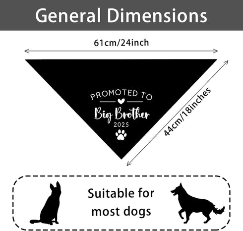 Yishuliwu 2025 Promoted to Big Brother Black Pet Dog Bandanas Triangle Scarf Bandanas Bibs Birthday Party Props Gender