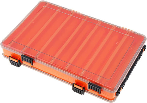 OriGlam Double Sided 14 Compartments Fishing Tackle Boxes Fishing Lure Box Organizer, Fishing Bait Tackle Storage Case, Container Box for Jewelry Beads Earring Hook (Green) (Orange) by OriGlam