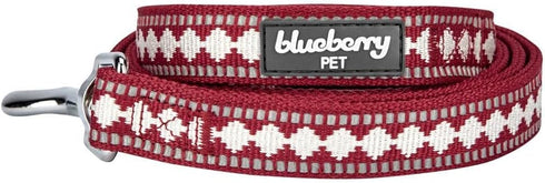 Blueberry Pet Small 3M Reflective Jacquard Dog Leash, 5 ft x 5/8", Marsala Red