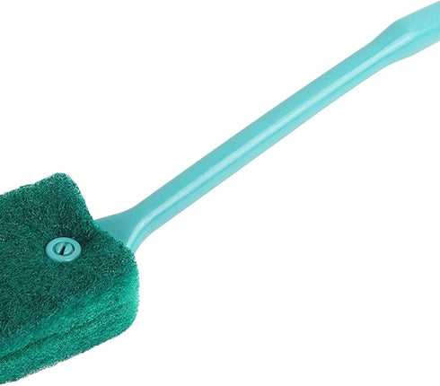 Pssopp Fish Sponge Cleaner, Long Handle Double Sided Aquarium Scrubber for Glass Aquariums and Kitchen Green