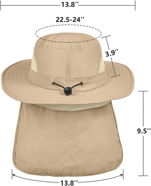 IYEBRAO 2 Pack Men's UV Protection Sun Hat, Foldable Mesh Boonie Cap with Neck Flap for Fishing and Hiking