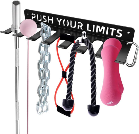 Home Gym Accessories Organization Storage Rack, 8 Hook Wall Hanger for Barbells and Resistance Bands