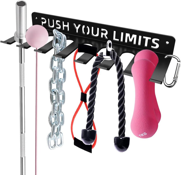 Home Gym Accessories Organization Storage Rack, 8 Hook Wall Hanger for Barbells and Resistance Bands