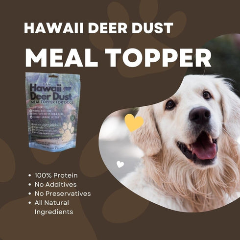 MANA OHANA Hawaii Deer Dust Meal Topper for Dogs, 8 oz, Premium All Natural Grain-Free, 100% Venison Meat