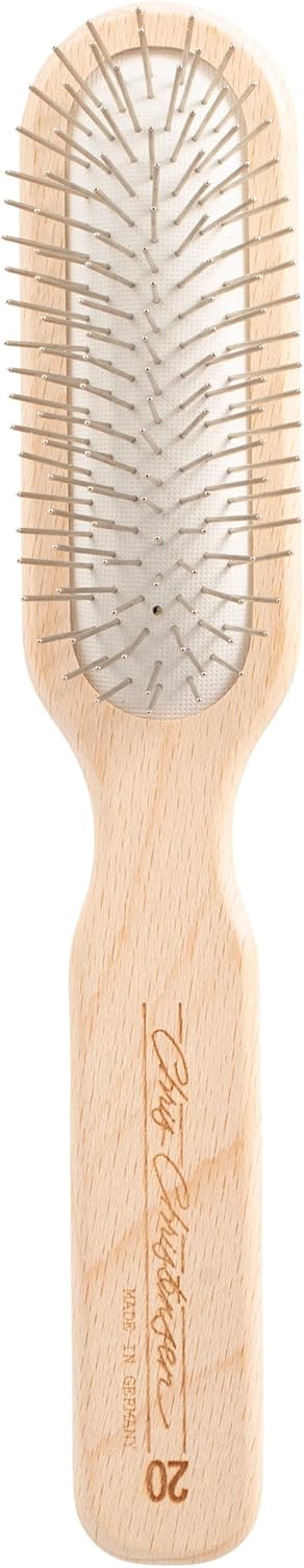 Chris Christensen 20 mm Oblong Pin Dog Brush, Original Series, Lightweight Beech Wood Body, Stainless Steel Pins