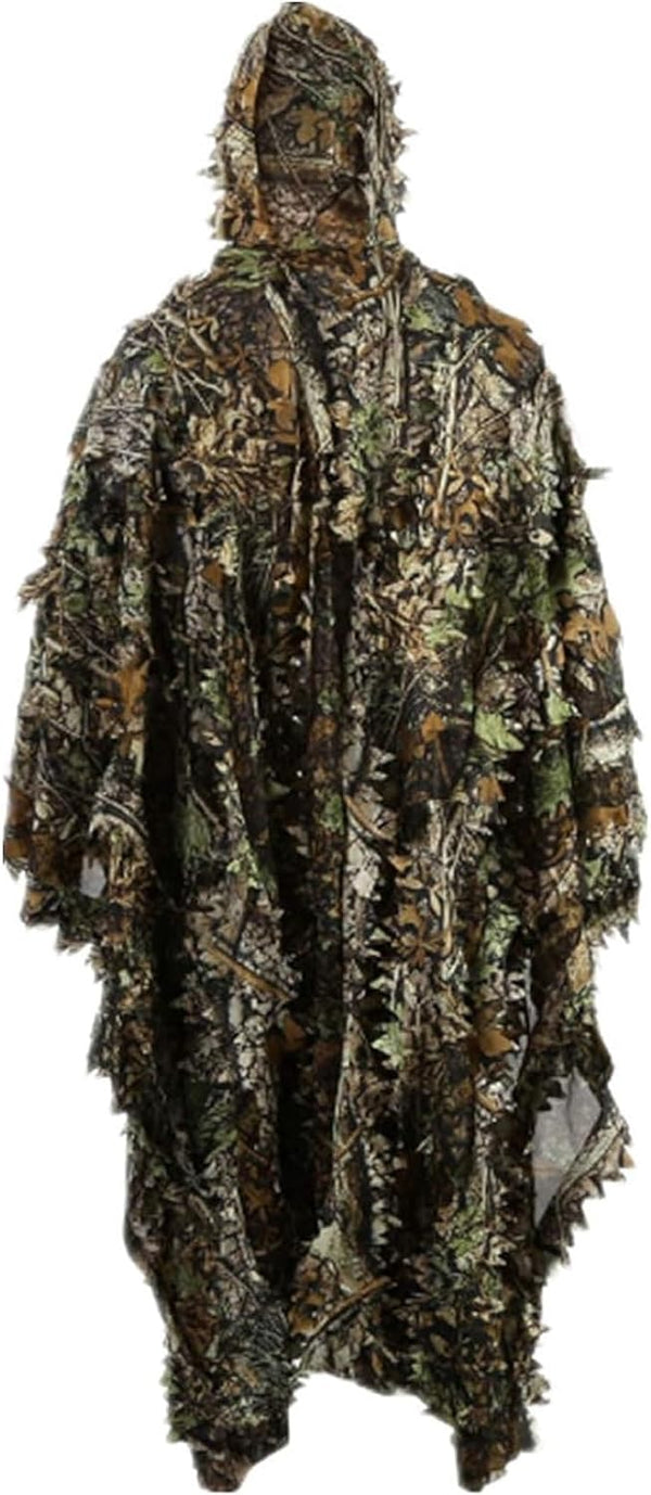 Zicac Outdoor Ghillie Suit | 3D Leafy Camo Poncho for Men | Hunting, Bird Watch, Military CS Cloak
