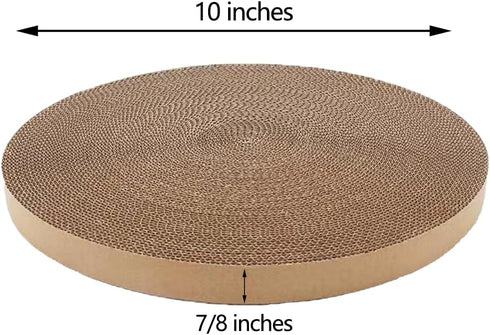 Cat Scratching Board for Indoor Cats, Round Cat Scratcher Refill, Natural Recycled Corrugated Cardboard - 3 Count