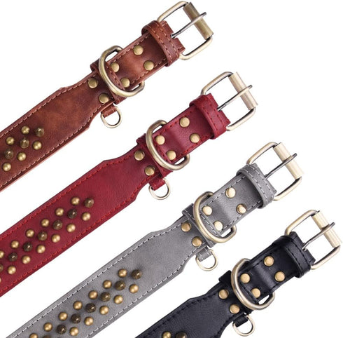 Spiked Dog Collar - Soft PU Leather Mushrooms Rivet Spike Studded Adjustable Collar for Puppies (M, Grey1)