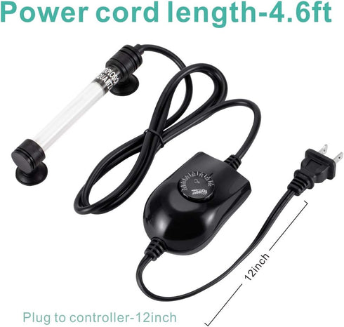 hygger 50W Mini Inline Quartz Glass Aquarium Heater with External Controller, Adjustable Thermostat for 5-15 Gallon