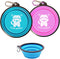 Collapsible Dog Bowl 2 Pack - Portable Silicone Pet Bowl with Carabiner for Small and Medium Dogs