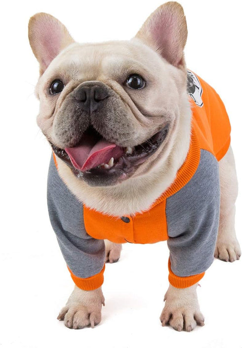 Bulldog Dog Clothes Sweater for Pets, Dog Clothing in Orange (L)